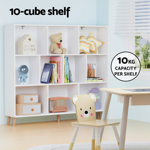 Artiss Bookshelf 3 Tiers 10 Cubes - CORA White Chez Guru