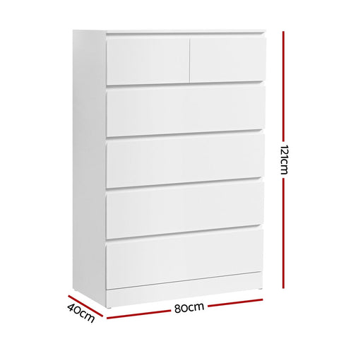Artiss 6 Chest of Drawers - PEPE White Chez Guru