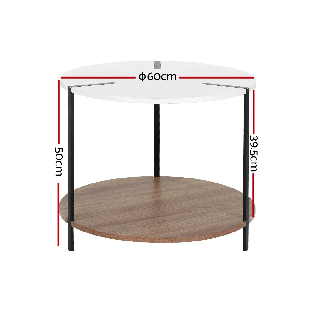 Artiss Coffee Table Side Table Round White Cedric - Chez Guru