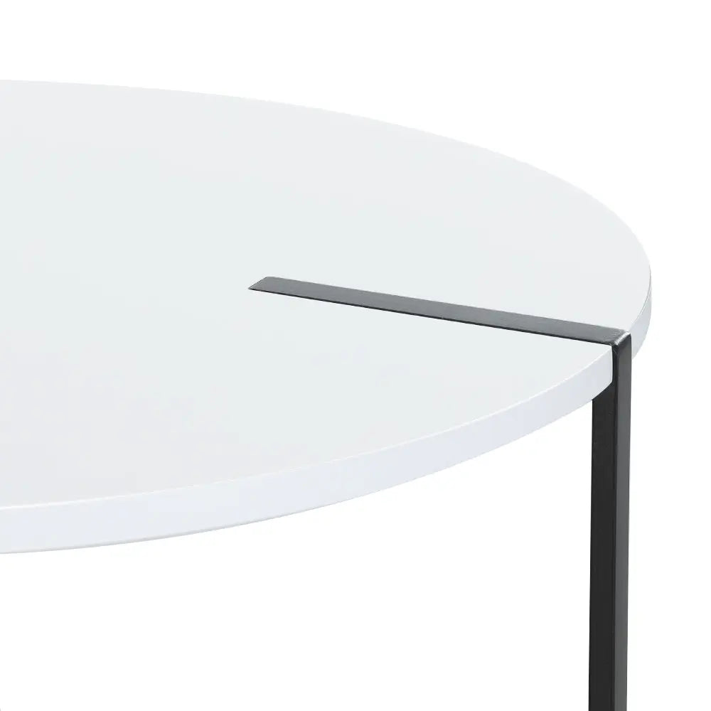 Artiss Coffee Table Side Table Round White Cedric - Chez Guru