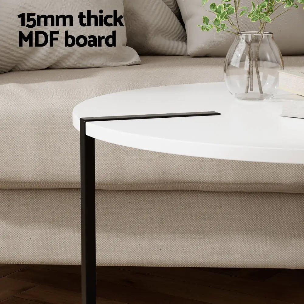 Artiss Coffee Table Side Table Round White Cedric - Chez Guru
