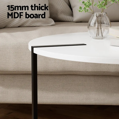 Artiss Coffee Table Side Table Round White Cedric - Chez Guru