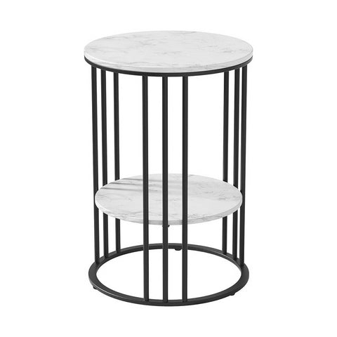 Artiss Coffee Table 2-Tier Round Marble Effect Chez Guru