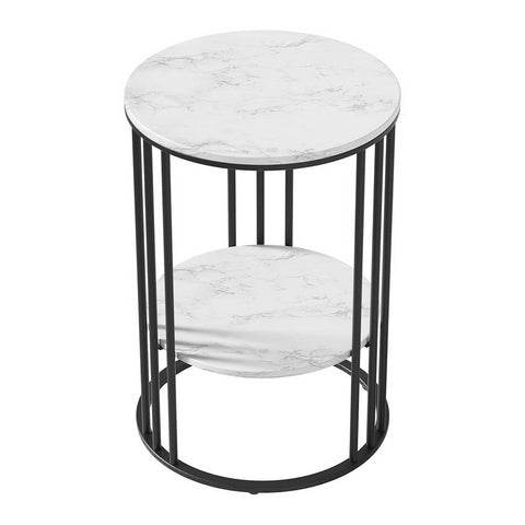 Artiss Coffee Table 2-Tier Round Marble Effect Chez Guru