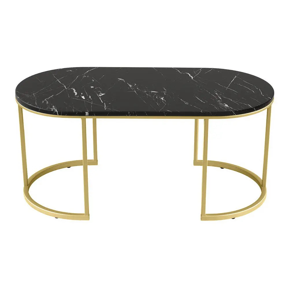 Artiss Coffee Table Marble Effect Black - Chez Guru