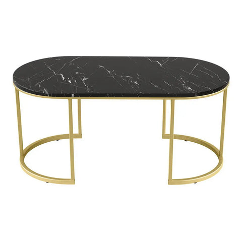 Artiss Coffee Table Marble Effect Black - Chez Guru