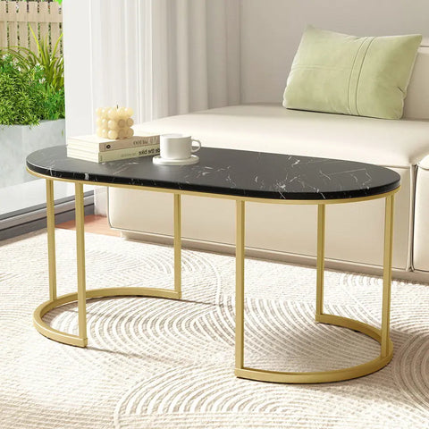 Artiss Coffee Table Marble Effect Black - Chez Guru