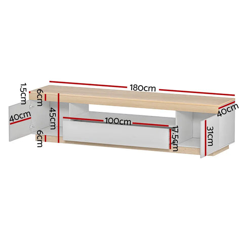 Artiss TV Cabinet Entertainment Unit Stand 180CM White Wood - Chez Guru