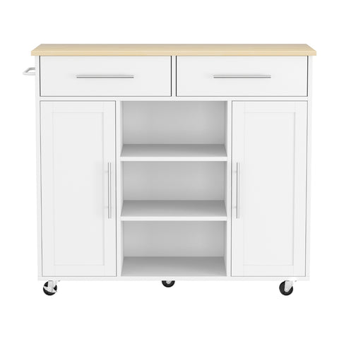 Artiss Kitchen Island Trolley Rolling Serving Cart Storage Drawer Cabinet 100cm White
