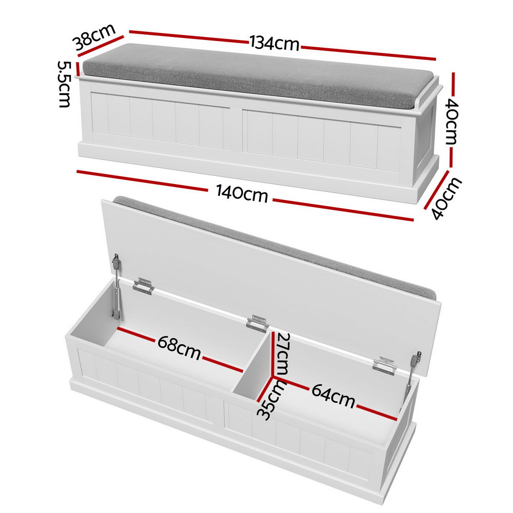 Artiss Storage Ottoman Blanket Box 140cm Fluted Grey Chez Guru