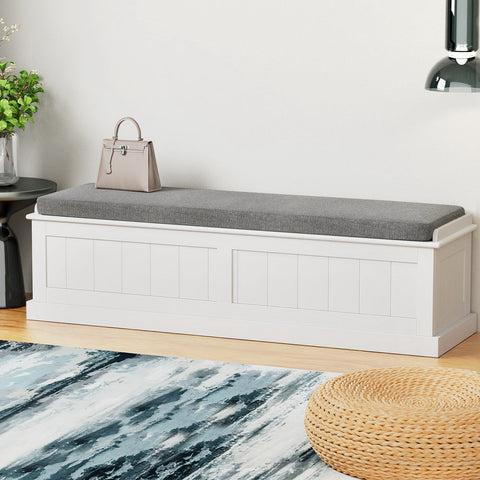 Artiss Storage Ottoman Blanket Box 140cm Fluted Grey Chez Guru