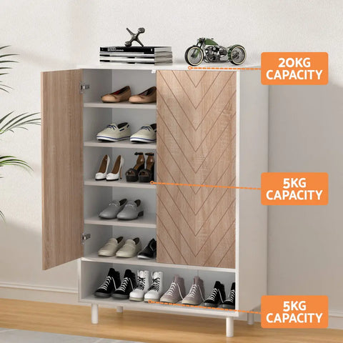 Artiss Shoe Rack Cabinet 24 Pairs 6-tier White Chez Guru