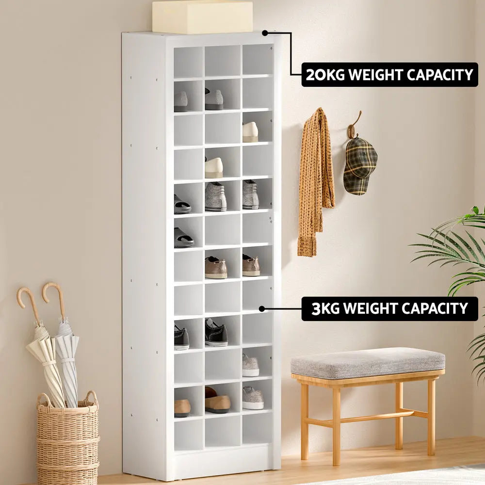 Artiss Shoe Rack 12-tier 36 Pairs Storage White Chez Guru