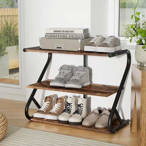 Artiss Shoe Rack Cabinet Shoe Storage Stand 3 Tiers Black Chez Guru