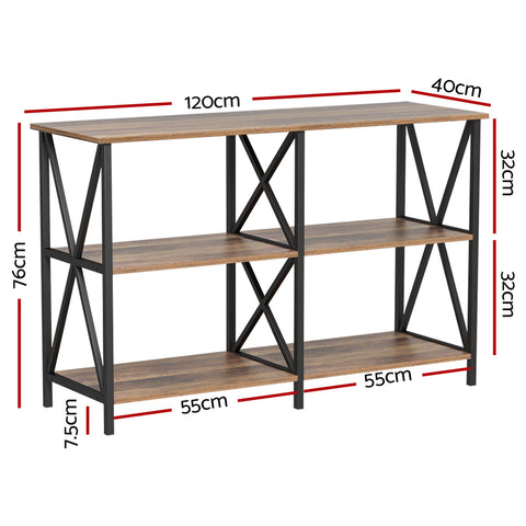 Artiss Console Table 120CM 3-tier Walnut Xiah Chez Guru