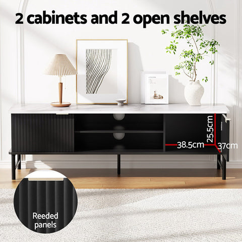 Artiss TV Unit & Coffee Table Set Storage Shelf Black