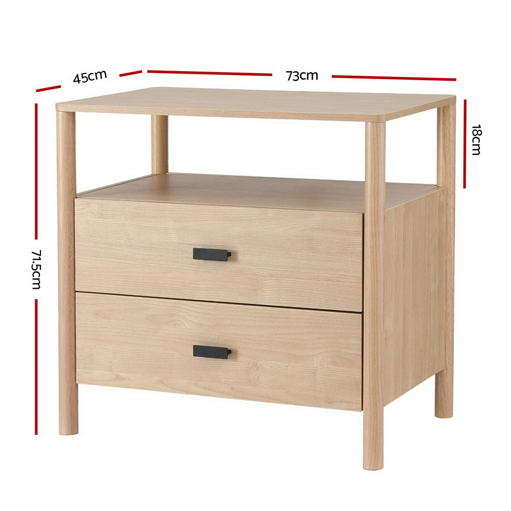 Artiss Bedside Table Nightstand 2 Drawers - Pine Chez Guru
