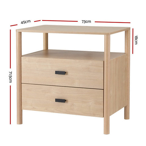 Artiss Bedside Table Nightstand 2 Drawers - Pine Chez Guru