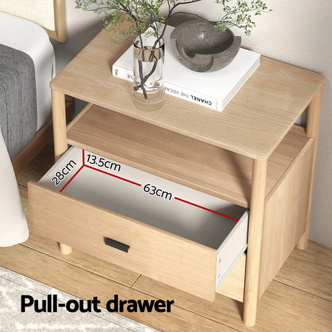 Artiss Bedside Table Nightstand 2 Drawers - Pine Chez Guru