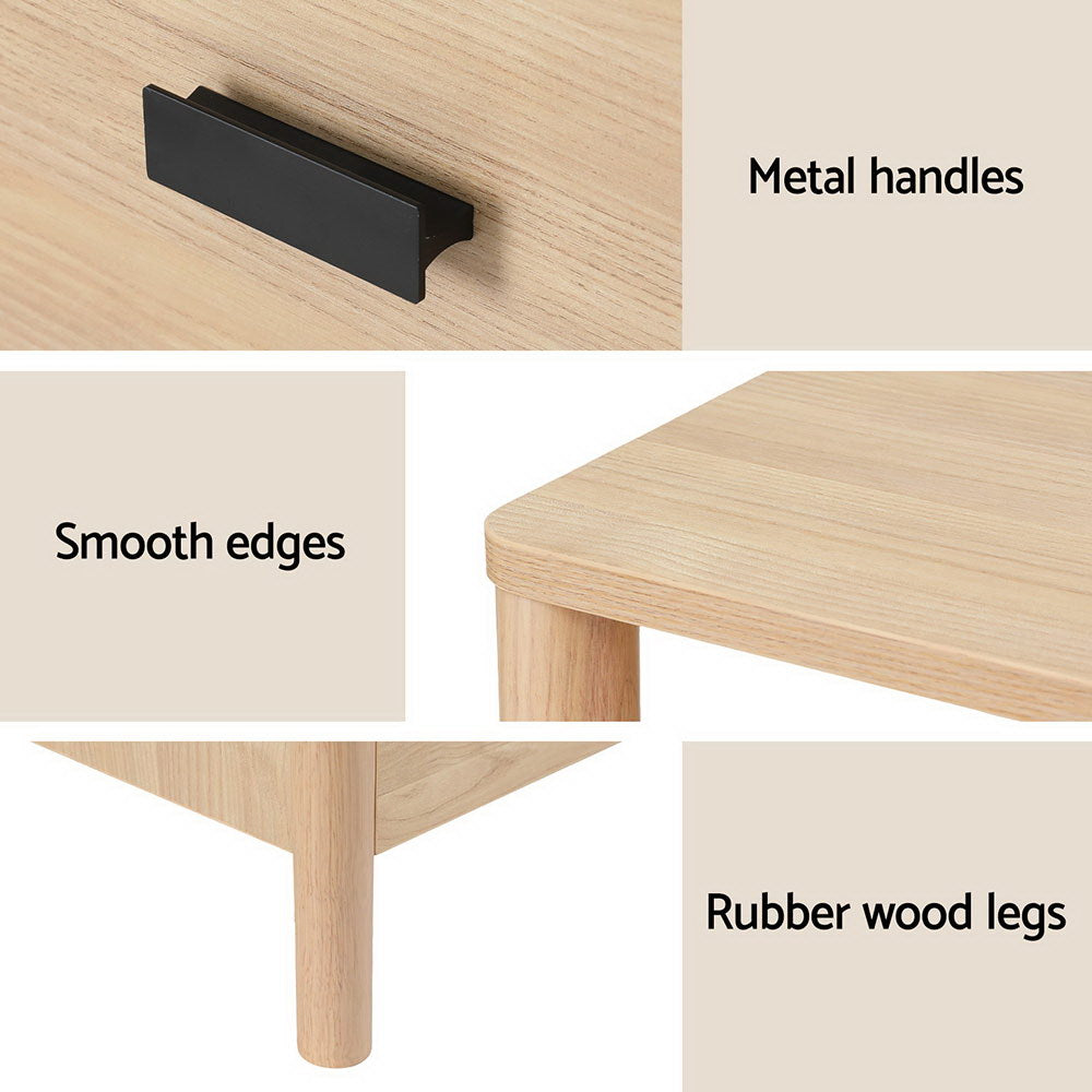 Artiss Bedside Table Nightstand 2 Drawers - Pine Chez Guru