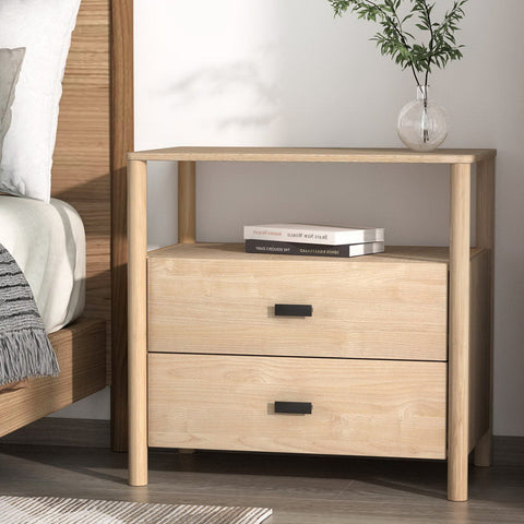 Artiss Bedside Table Nightstand 2 Drawers - Pine Chez Guru