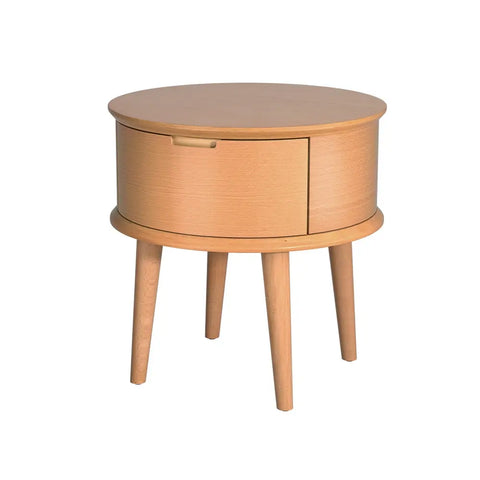 Artiss Bedside Table Drawers Curved Side End Table Storage Nightstand Oak ENZO - Chez Guru