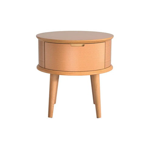 Artiss Bedside Table Drawers Curved Side End Table Storage Nightstand Oak ENZO - Chez Guru