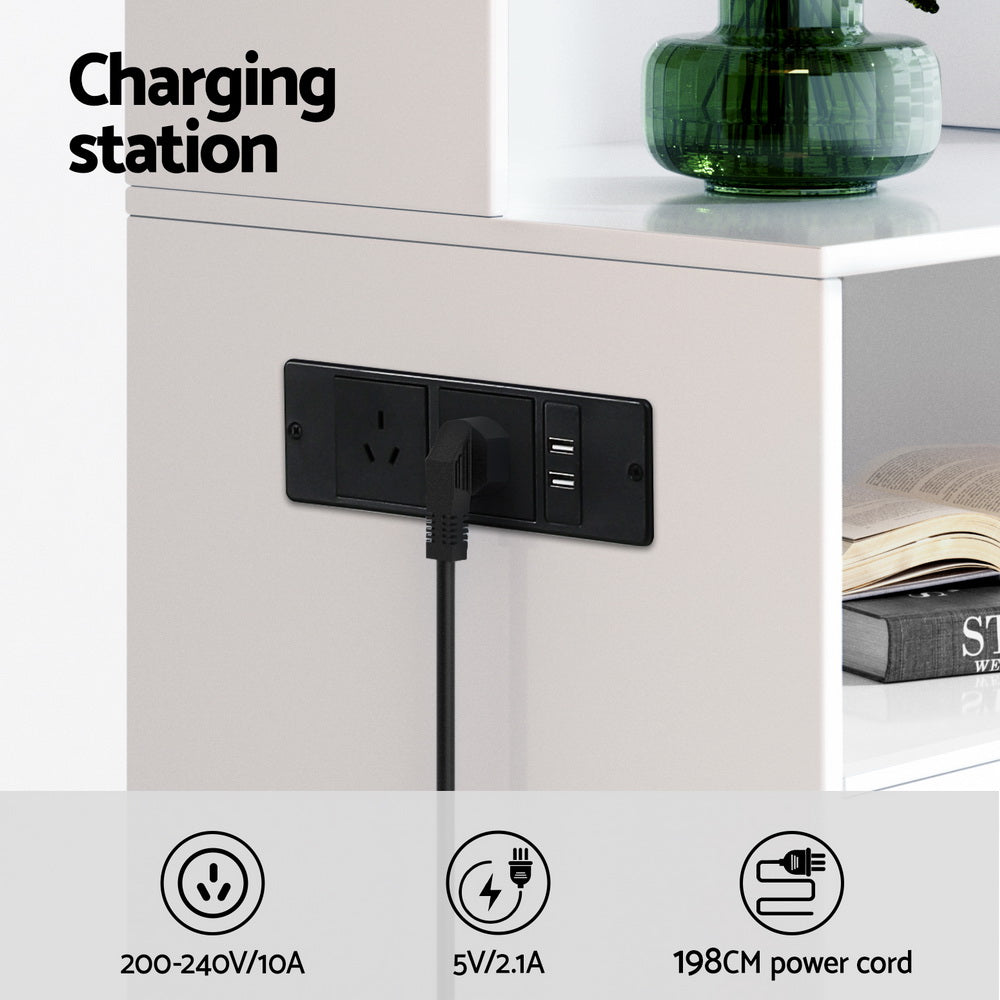 Artiss Bedside Table Nightstand Charging Station Chez Guru