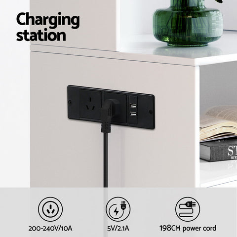 Artiss Bedside Table Nightstand Charging Station Chez Guru