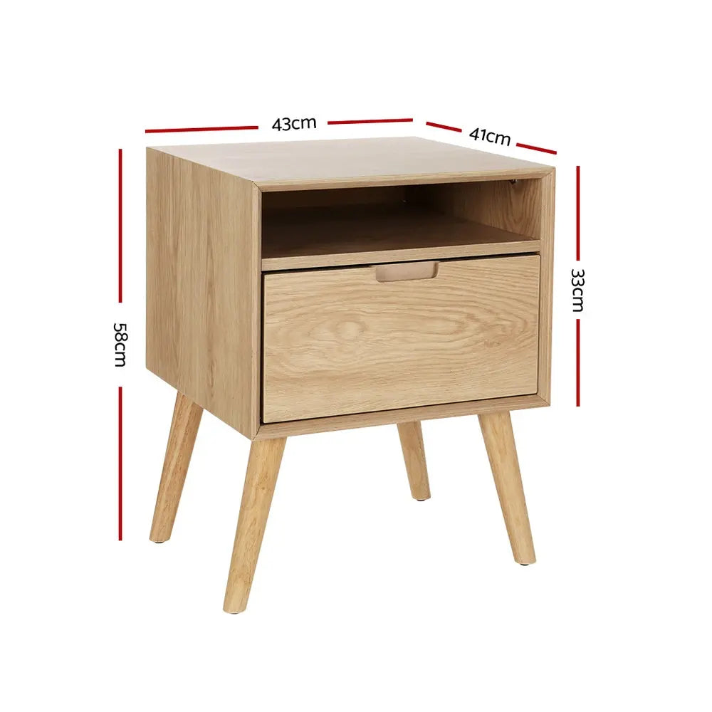 Artiss Bedside Table Drawers Side Table Shelf Storage Cabinet Nightstand GORR - Chez Guru