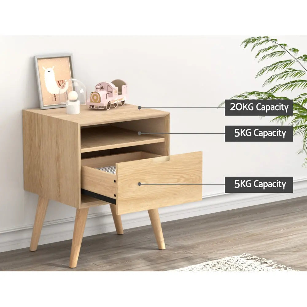 Artiss Bedside Table Drawers Side Table Shelf Storage Cabinet Nightstand GORR - Chez Guru