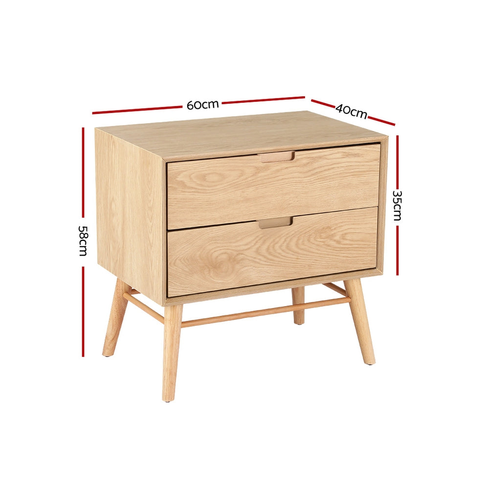 Artiss Bedside Table Drawers Side End Table Storage Cabinet Nightstand Oak GINO Chez Guru