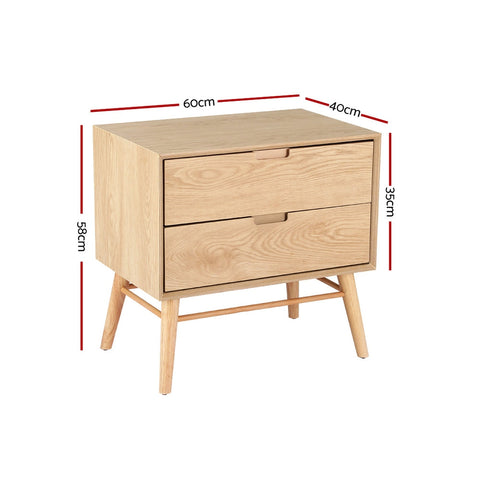 Artiss Bedside Table Drawers Side End Table Storage Cabinet Nightstand Oak GINO Chez Guru