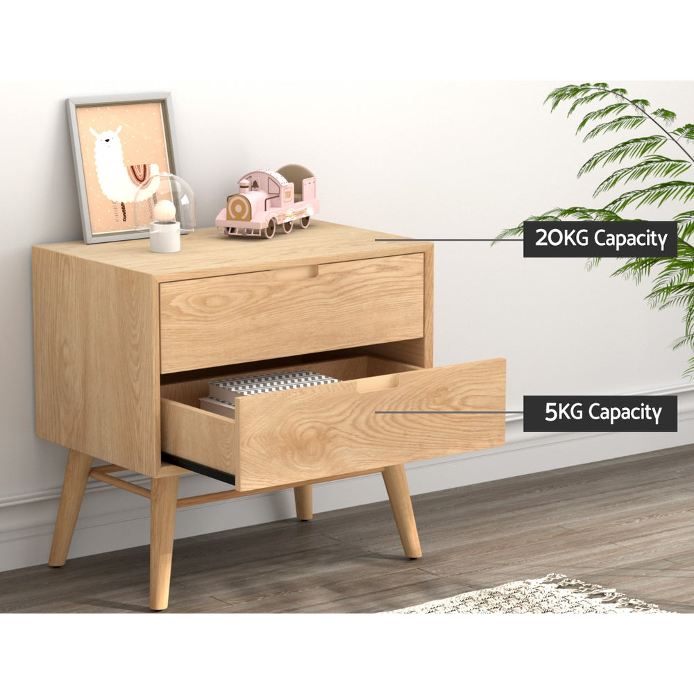 Artiss Bedside Table Drawers Side End Table Storage Cabinet Nightstand Oak GINO Chez Guru