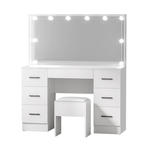 Artiss Dressing Table Set Stool 10 Led Bulbs White Debbie Chez Guru