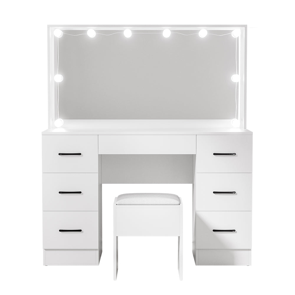 Artiss Dressing Table Set Stool 10 Led Bulbs White Debbie Chez Guru