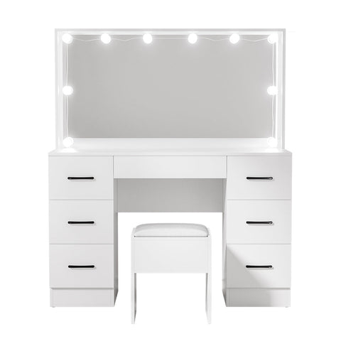 Artiss Dressing Table Set Stool 10 Led Bulbs White Debbie Chez Guru