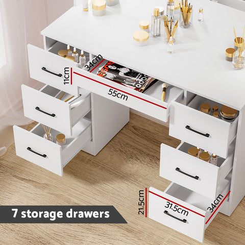Artiss Dressing Table Set Stool 10 Led Bulbs White Debbie Chez Guru