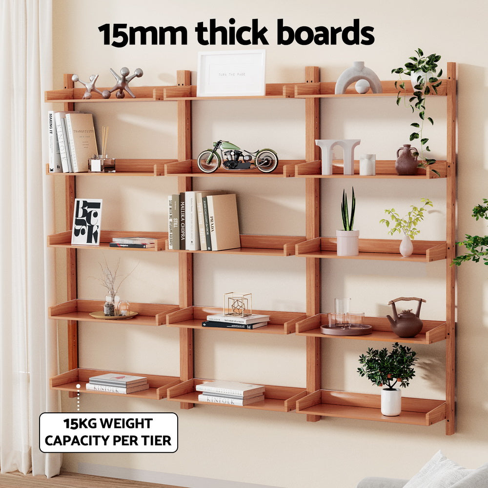 Artiss Bookshelf Floating Shelf  CAPIZ Oak Chez Guru