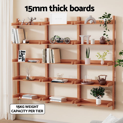 Artiss Bookshelf Floating Shelf  CAPIZ Oak Chez Guru