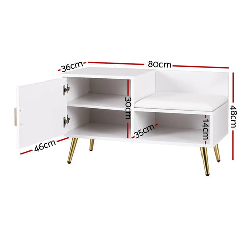 Artiss Shoe Rack Cabinet Bench 6 Pairs White Chez Guru