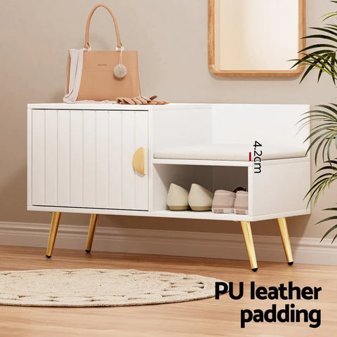 Artiss Shoe Rack Cabinet Bench 6 Pairs White Chez Guru