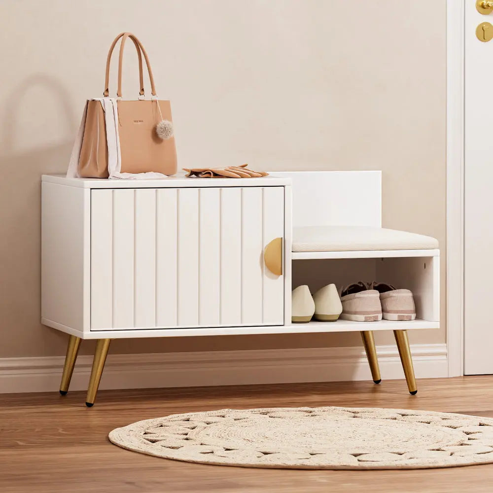 Artiss Shoe Rack Cabinet Bench 6 Pairs White Chez Guru
