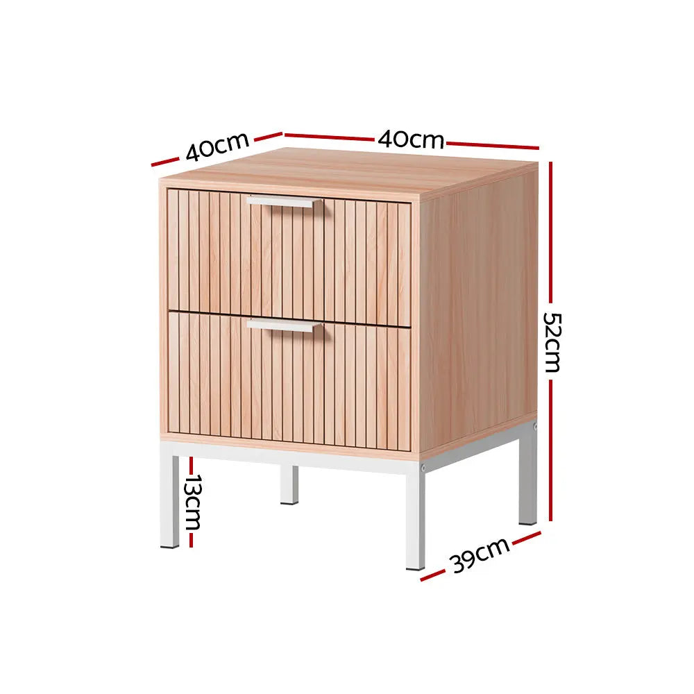 Artiss Bedside Table Drawers Side End Table Storage Cabinet Nightstand Pine LURA - Chez Guru