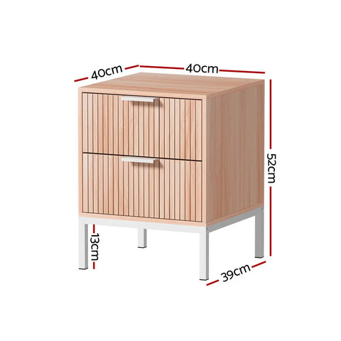 Artiss Bedside Table Drawers Side End Table Storage Cabinet Nightstand Pine LURA - Chez Guru