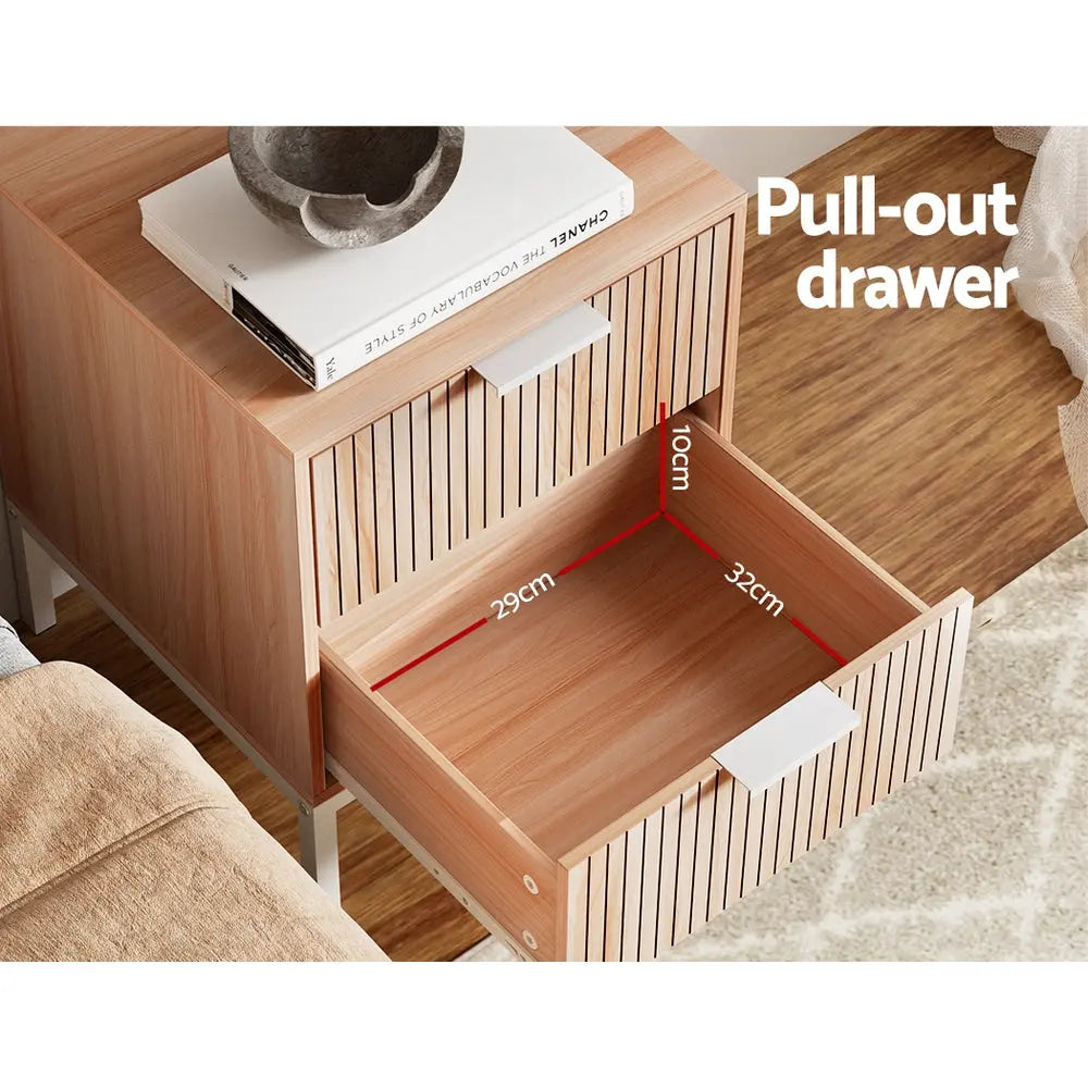 Artiss Bedside Table Drawers Side End Table Storage Cabinet Nightstand Pine LURA - Chez Guru