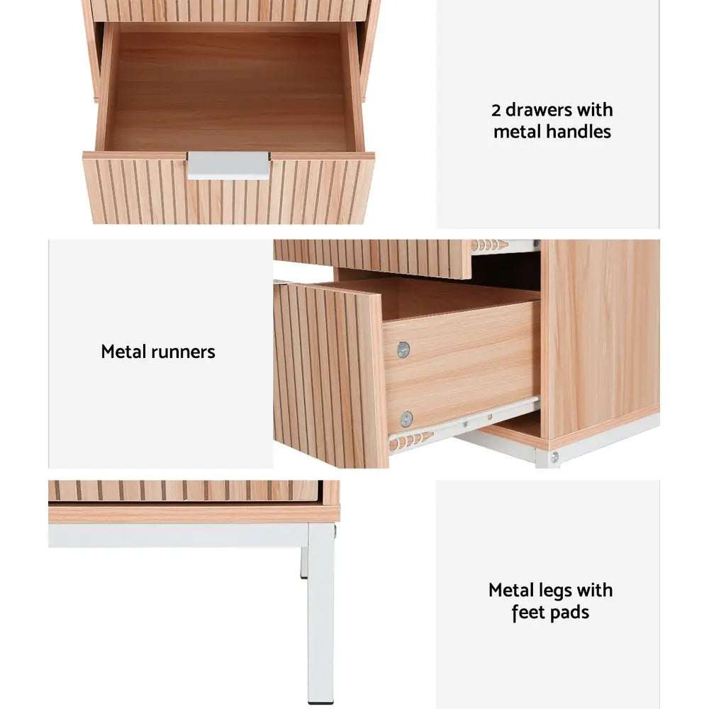 Artiss Bedside Table Drawers Side End Table Storage Cabinet Nightstand Pine LURA - Chez Guru