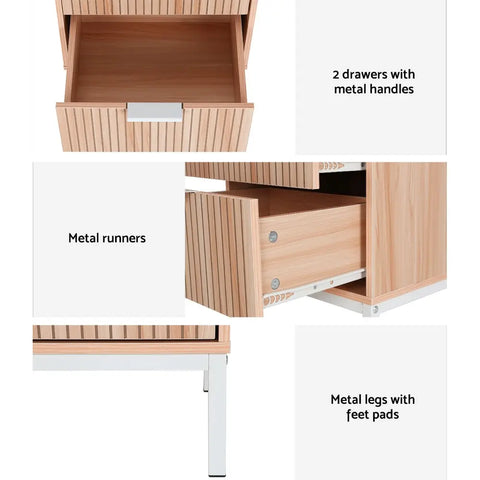 Artiss Bedside Table Drawers Side End Table Storage Cabinet Nightstand Pine LURA - Chez Guru