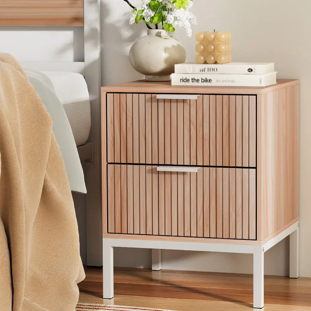 Artiss Bedside Table Drawers Side End Table Storage Cabinet Nightstand Pine LURA - Chez Guru