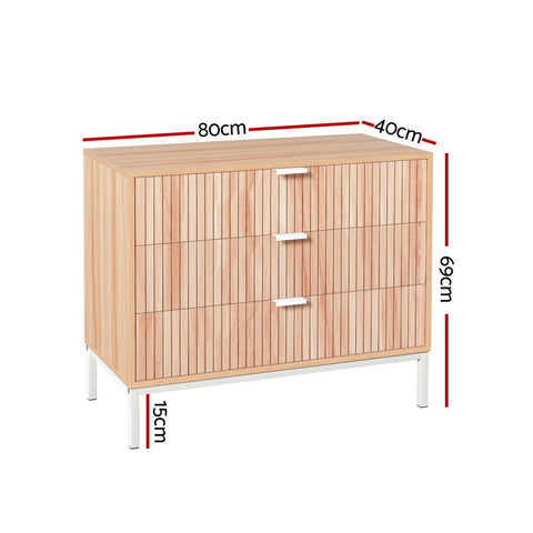 Artiss 3 Chest of Drawers  - LURA Pine Chez Guru